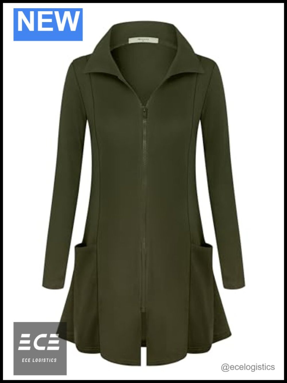Womens Zip Up Long Hoodie Jacket Lightweight Tunic Sweatshirt Collar Cardigan